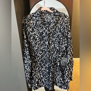 Simply Vera Vera Wang Navy and White Printed Button-Front casual jacket